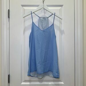 Periwinkle Light Pastel Blue Racerback Flowy V-Neck Thin Strap Tank Top Large